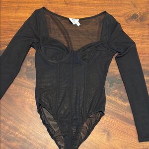 Sheer Black Long Sleeve Bodysuit